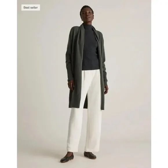 Quince Mongolian Cashmere Duster Cardigan Moss Size M NWT - Picture 7 of 8